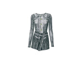 Demin Print mesh 2 piece suit