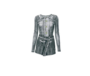 Demin Print mesh 2 piece suit
