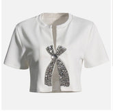 Rhinestone ribbon Princess Crop Top