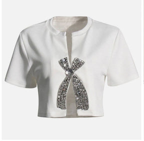 Rhinestone ribbon Princess Crop Top