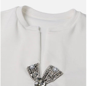 Rhinestone ribbon Princess Crop Top