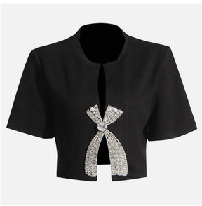 Rhinestone ribbon Princess Crop Top