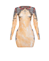 Mari gold mesh dress